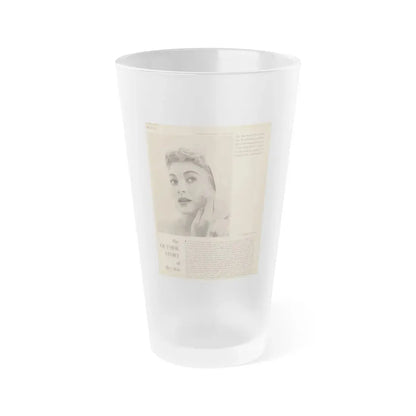 Lori Nelson #219 - Vintage B&W 8x10.5 Photo Glamour Head & Shoulder Shot putting on skin cream an add (Vintage Female Icon) Frosted Pint Glass 16oz 16oz Frosted - Go Mug Yourself