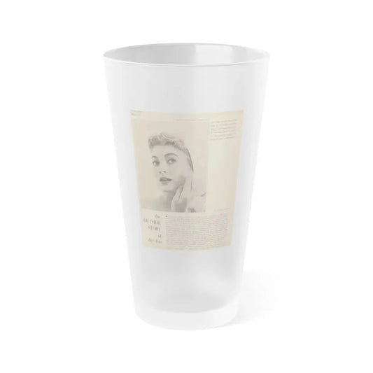 Lori Nelson #219 - Vintage B&W 8x10.5 Photo Glamour Head & Shoulder Shot putting on skin cream an add (Vintage Female Icon) Frosted Pint Glass 16oz 16oz Frosted - Go Mug Yourself