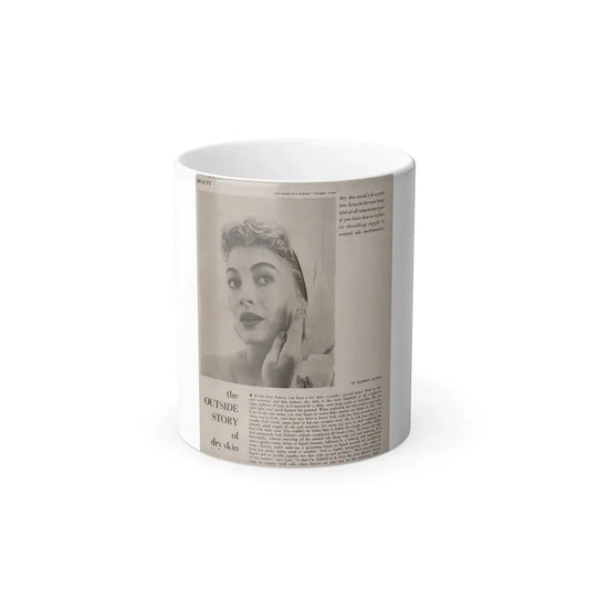 Lori Nelson #219 - Vintage B&W 8x10.5 Photo Glamour Head & Shoulder Shot putting on skin cream an add_1 (Vintage Female Icon) Color Changing Mug 11oz 11oz - Go Mug Yourself