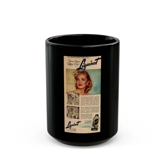 Lori Nelson #220 - Vintage Color 5x10.5 Photo Glamour Head & Shoulder Shot Hair Spray Add (Vintage Female Icon) Black Coffee Mug 15oz - Go Mug Yourself