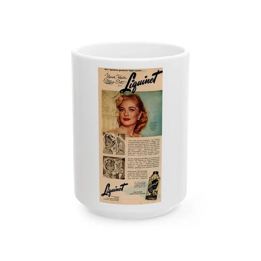 Lori Nelson #220 - Vintage Color 5x10.5 Photo Glamour Head & Shoulder Shot Hair Spray Add (Vintage Female Icon) White Coffee Mug 15oz - Go Mug Yourself