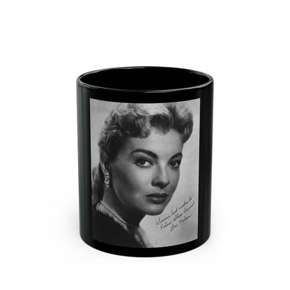 Lori Nelson #221 - Vintage B&W 8x10 Photo Glamour Head & Shoulder Shot in fur Circa 1950's from Picture Show Annual Mag. 1 (Vintage Female Icon) Black Coffee Mug-11oz-Go Mug Yourself
