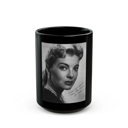 Lori Nelson #221 - Vintage B&W 8x10 Photo Glamour Head & Shoulder Shot in fur Circa 1950's from Picture Show Annual Mag. 1 (Vintage Female Icon) Black Coffee Mug-15oz-Go Mug Yourself