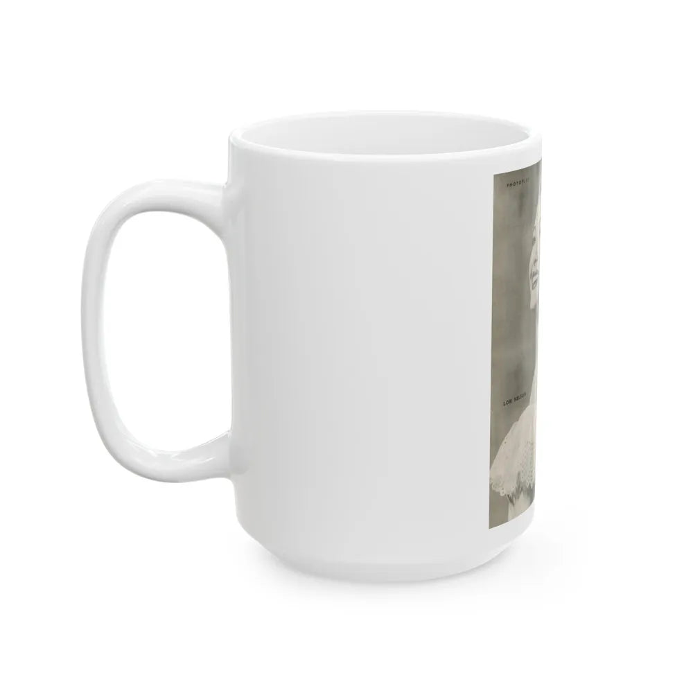Lori Nelson #222 - Vintage B&W 8x10.5 Photo Glamour Head & Shoulder Shot Circa 1950's (Vintage Female Icon) White Coffee Mug-Go Mug Yourself