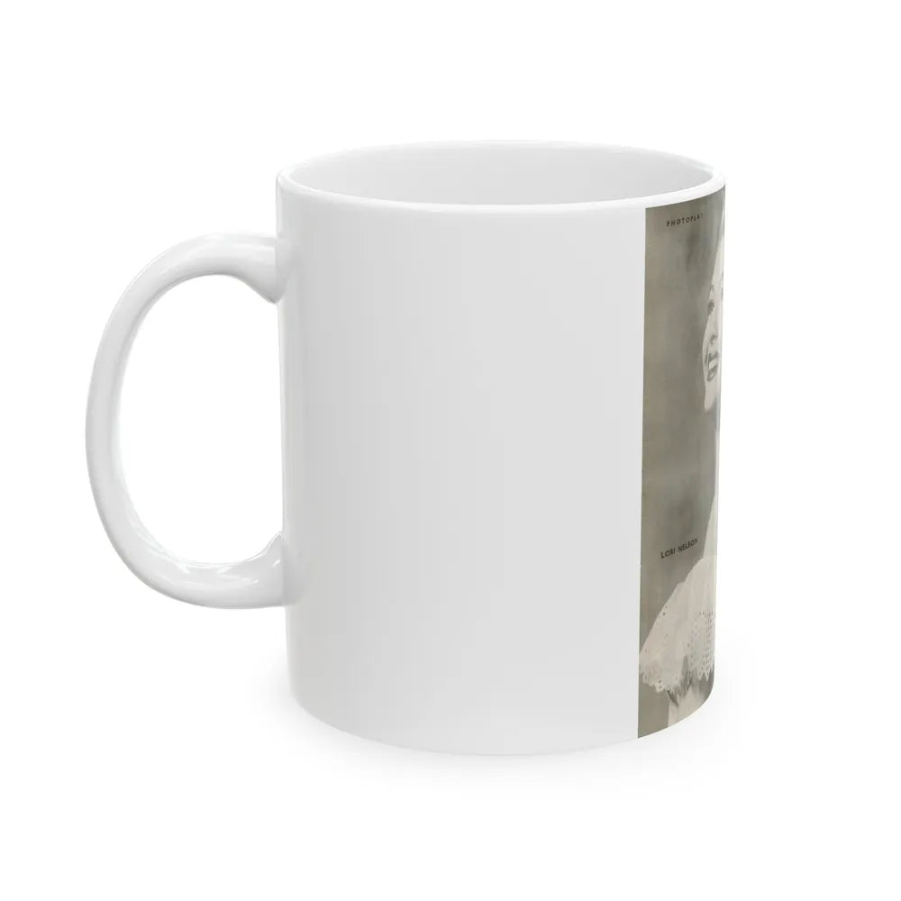 Lori Nelson #222 - Vintage B&W 8x10.5 Photo Glamour Head & Shoulder Shot Circa 1950's (Vintage Female Icon) White Coffee Mug-Go Mug Yourself