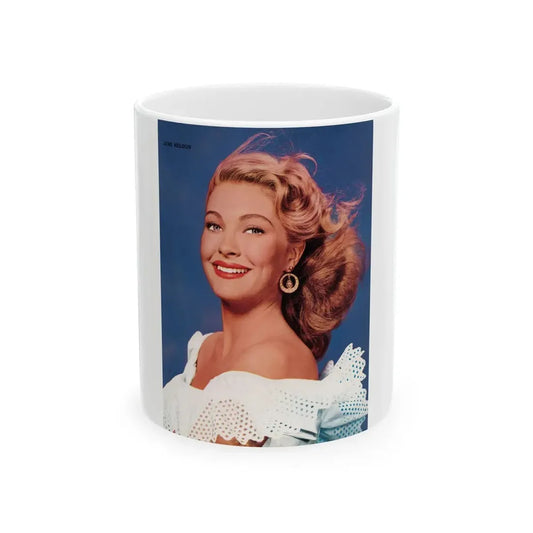 Lori Nelson #223 - Vintage Color 8x10.5 Photo Glamour Head & Shoulder Shot Circa 50's from Movie Star Magazine (Vintage Female Icon) White Coffee Mug 11oz - Go Mug Yourself