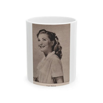 Lori Nelson #225 - Vintage B&W 3x4 Glamour Head & Shoulder Shot Circa 1950's Clipping (Vintage Female Icon) White Coffee Mug 11oz - Go Mug Yourself