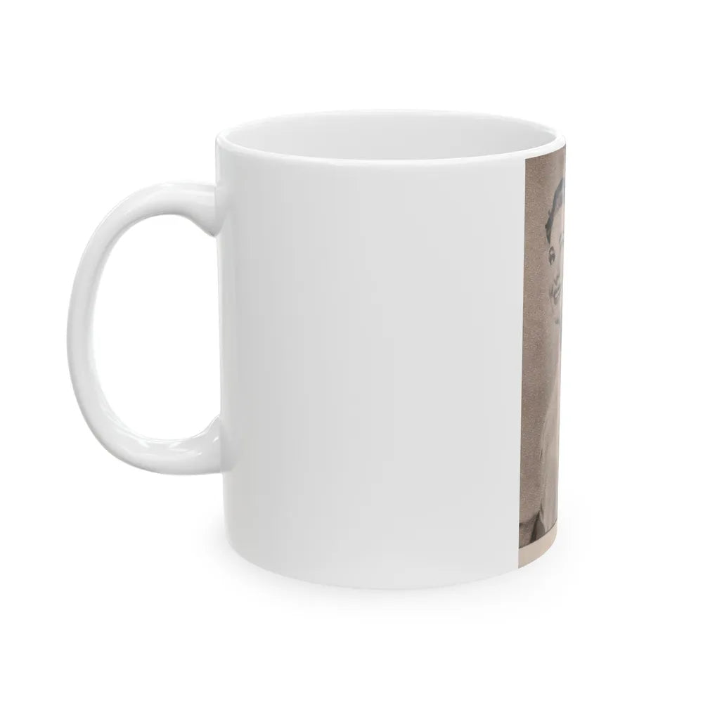 Lori Nelson #225 - Vintage B&W 3x4 Glamour Head & Shoulder Shot Circa 1950's Clipping (Vintage Female Icon) White Coffee Mug-Go Mug Yourself