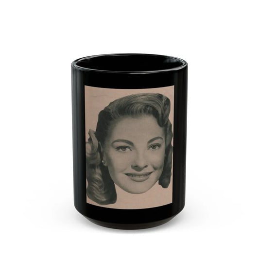 Lori Nelson #226 - Vintage B&W 3.75x5 Head Shot Circa 1950's (Vintage Female Icon) Black Coffee Mug-15oz-Go Mug Yourself