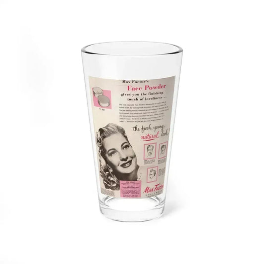 Lori Nelson #227 - Vintage B&W 8x10 Glamour Photo of Lori Advertising with, Color Lettering+Boxes for Max Factor Hollywood Make-Up circa 50's (Vintage Female Icon) Pint Glass 16oz 16oz - Go Mug Yourself