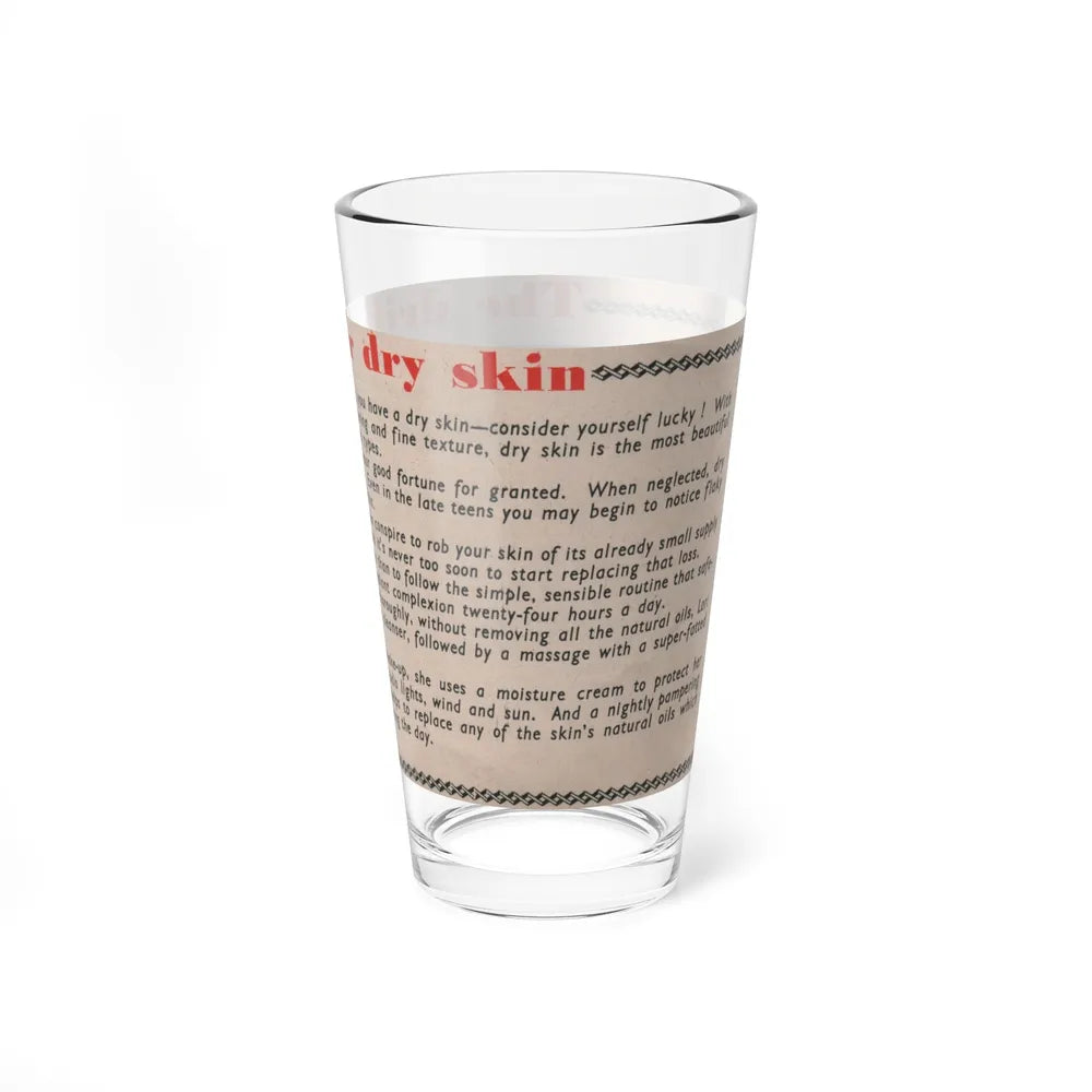 Lori Nelson #228 - Vintage B&W 3x7.25 50's Era Magazine Dry Skin Advertisement featuring, Lori B&W Glamour Photo (Vintage Female Icon) Pint Glass 16oz - Go Mug Yourself