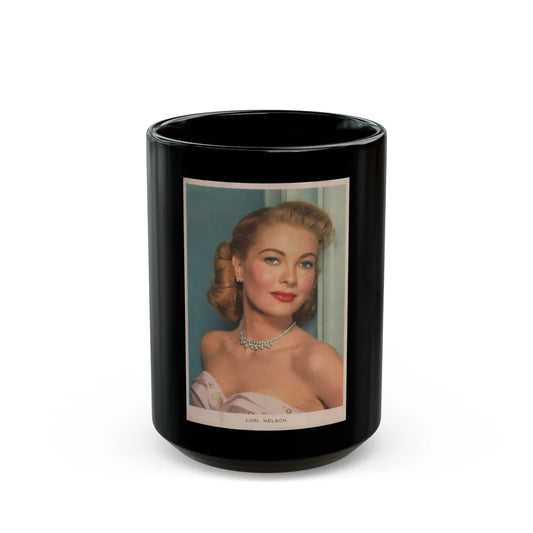 Lori Nelson #229 - Vintage Color 4x6 Glamour Portrait Postcard (Vintage Female Icon) Black Coffee Mug-15oz-Go Mug Yourself