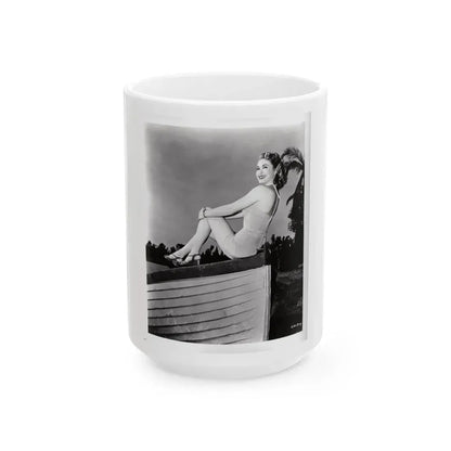 Lori Nelson #231 - Irving Klaw Negative Struck 8x10 1950's 1 Piece Swimsuit Pin-Up Cheesecake Photo (Vintage Female Icon) White Coffee Mug 15oz - Go Mug Yourself