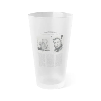 Lori Nelson #235 - 2 B&W Glamour Head & Shoulder Shots recent also circa 1950's also article on Lori 8x10.5 from Hollywood Studio Magazine (Vintage Female Icon) Frosted Pint Glass 16oz 16oz Frosted - Go Mug Yourself