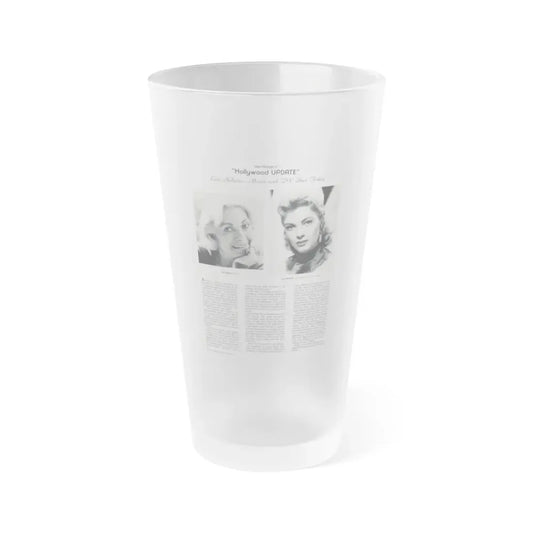 Lori Nelson #235 - 2 B&W Glamour Head & Shoulder Shots recent also circa 1950's also article on Lori 8x10.5 from Hollywood Studio Magazine (Vintage Female Icon) Frosted Pint Glass 16oz 16oz Frosted - Go Mug Yourself