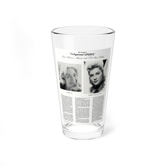Lori Nelson #235 - 2 B&W Glamour Head & Shoulder Shots recent also circa 1950's also article on Lori 8x10.5 from Hollywood Studio Magazine (Vintage Female Icon) Pint Glass 16oz 16oz - Go Mug Yourself