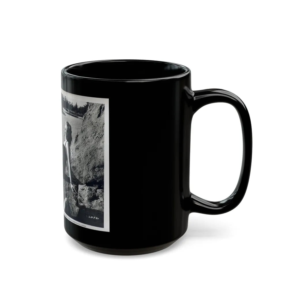 Lori Nelson #236 - 8x10 1-Piece Swimsuit B&W Cheesecake Vintage Pin-Up Photo from 7-11-1952 1 (Vintage Female Icon) Black Coffee Mug-Go Mug Yourself