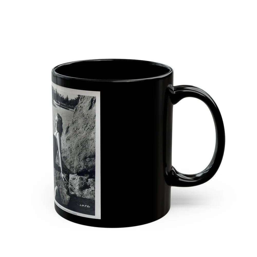 Lori Nelson #236 - 8x10 1-Piece Swimsuit B&W Cheesecake Vintage Pin-Up Photo from 7-11-1952 1 (Vintage Female Icon) Black Coffee Mug-Go Mug Yourself