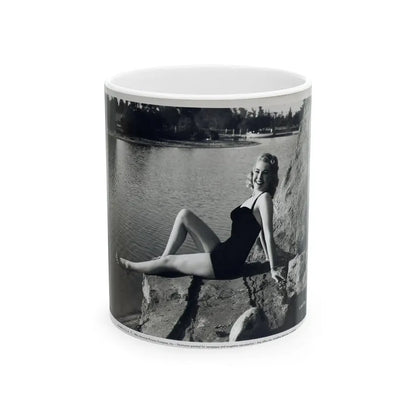 Lori Nelson #236 - 8x10 1-Piece Swimsuit B&W Cheesecake Vintage Pin-Up Photo from 7-11-1952 1 (Vintage Female Icon) White Coffee Mug 11oz - Go Mug Yourself