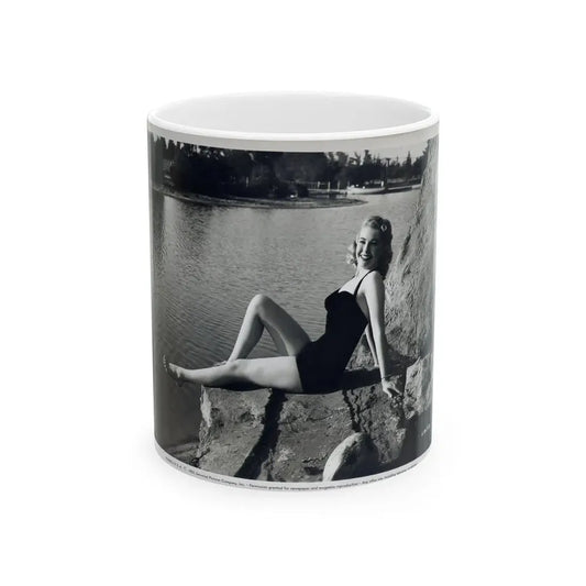 Lori Nelson #236 - 8x10 1-Piece Swimsuit B&W Cheesecake Vintage Pin-Up Photo from 7-11-1952 1 (Vintage Female Icon) White Coffee Mug 11oz - Go Mug Yourself