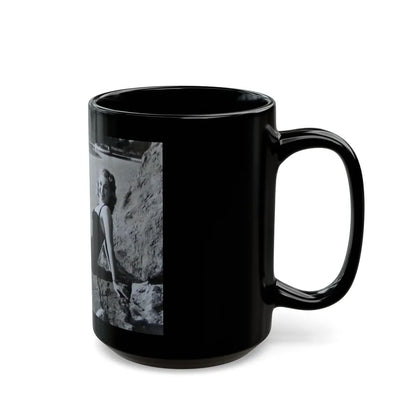Lori Nelson #236 - 8x10 1-Piece Swimsuit B&W Cheesecake Vintage Pin-Up Photo from 7-11-1952 2 (Vintage Female Icon) Black Coffee Mug-Go Mug Yourself