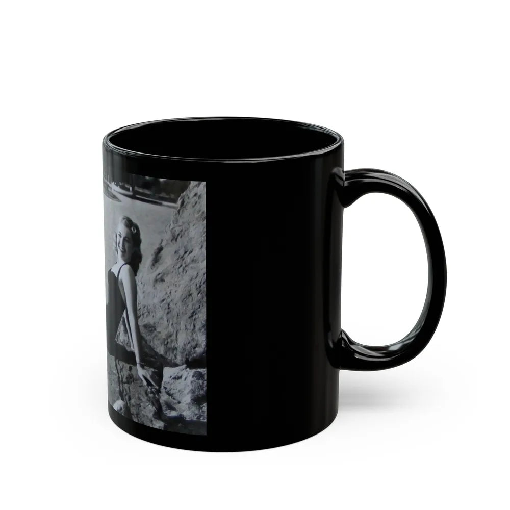 Lori Nelson #236 - 8x10 1-Piece Swimsuit B&W Cheesecake Vintage Pin-Up Photo from 7-11-1952 2 (Vintage Female Icon) Black Coffee Mug-Go Mug Yourself