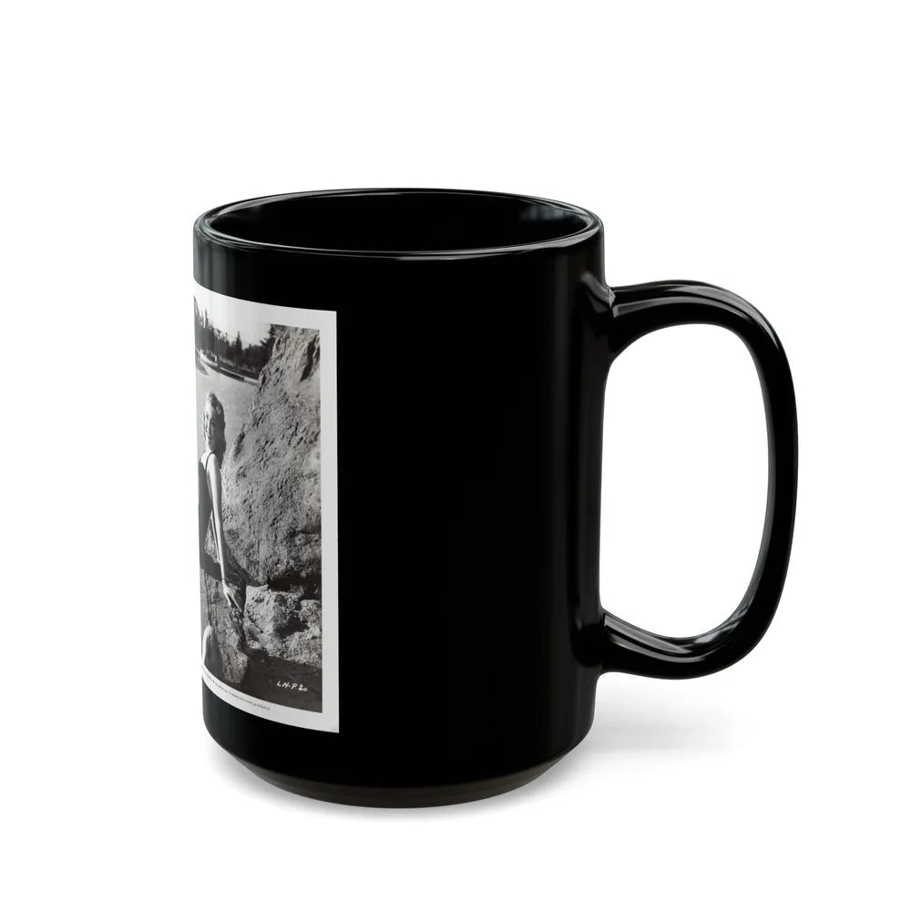Lori Nelson #236 - 8x10 1-Piece Swimsuit B&W Cheesecake Vintage Pin-Up Photo from 7-11-1952 3 (Vintage Female Icon) Black Coffee Mug-Go Mug Yourself