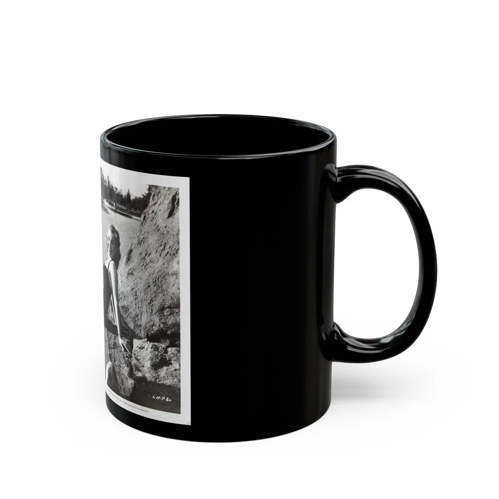 Lori Nelson #236 - 8x10 1-Piece Swimsuit B&W Cheesecake Vintage Pin-Up Photo from 7-11-1952 3 (Vintage Female Icon) Black Coffee Mug-Go Mug Yourself