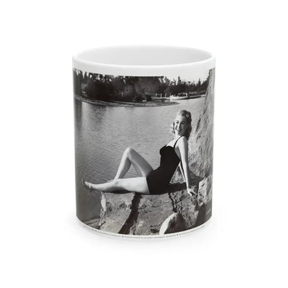 Lori Nelson #236 - 8x10 1-Piece Swimsuit B&W Cheesecake Vintage Pin-Up Photo from 7-11-1952 3 (Vintage Female Icon) White Coffee Mug 11oz - Go Mug Yourself