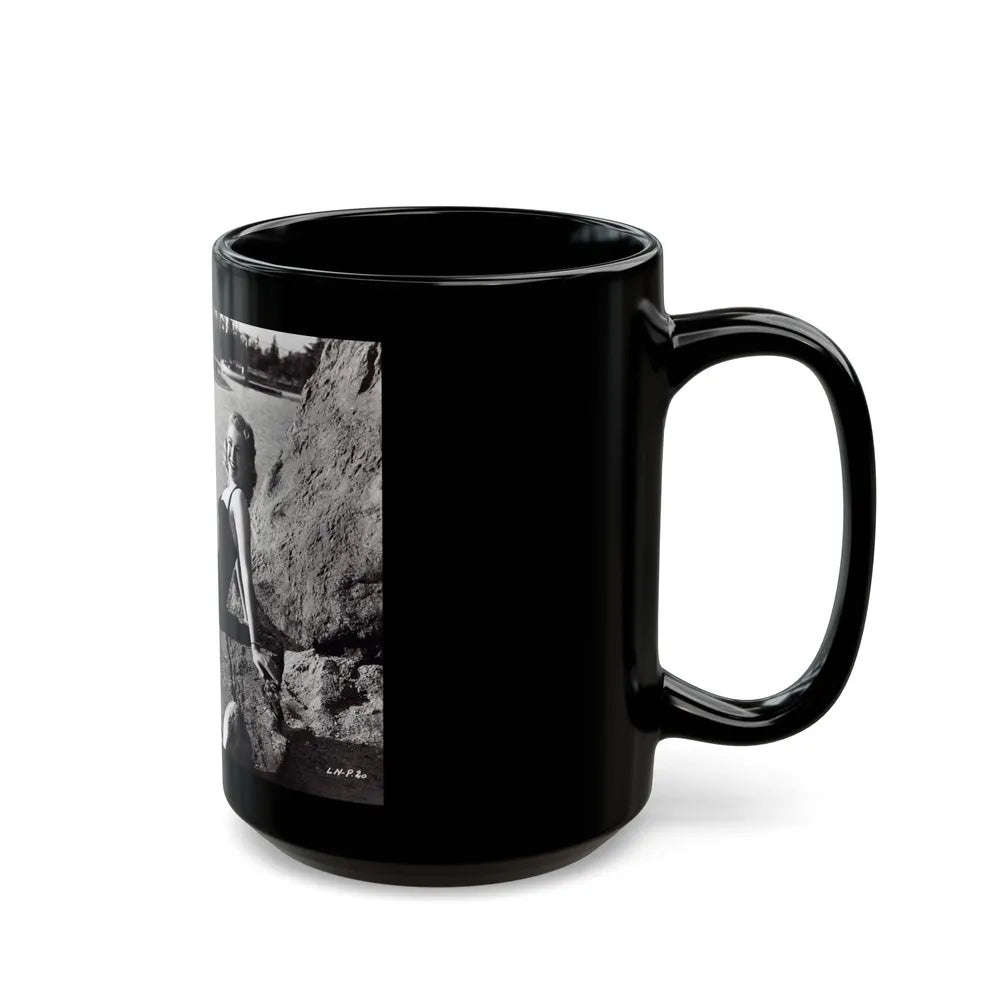 Lori Nelson #236 - 8x10 1-Piece Swimsuit B&W Cheesecake Vintage Pin-Up Photo from 7-11-1952 (Vintage Female Icon) Black Coffee Mug-Go Mug Yourself