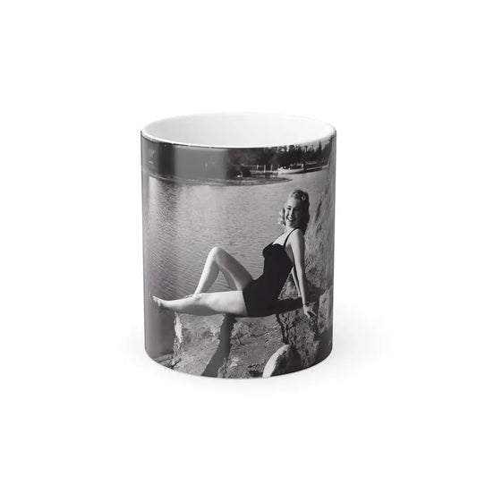 Lori Nelson #236 - 8x10 1-Piece Swimsuit B&W Cheesecake Vintage Pin-Up Photo from 7-11-1952 (Vintage Female Icon) Color Changing Mug 11oz 11oz - Go Mug Yourself