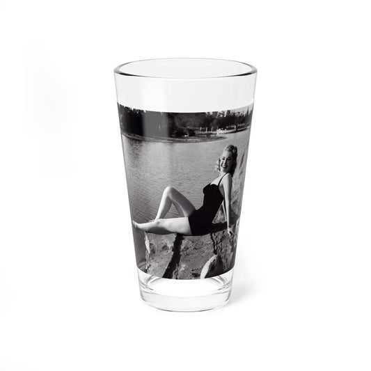 Lori Nelson #236 - 8x10 1-Piece Swimsuit B&W Cheesecake Vintage Pin-Up Photo from 7-11-1952 (Vintage Female Icon) Pint Glass 16oz 16oz - Go Mug Yourself