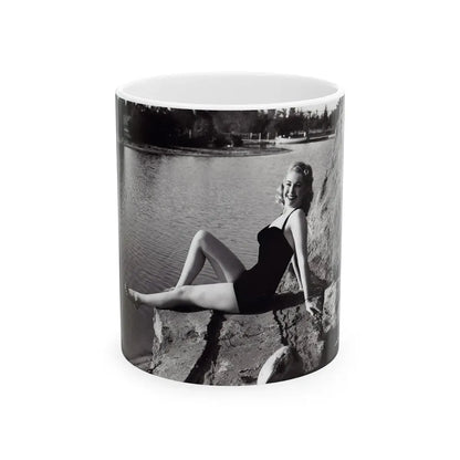 Lori Nelson #236 - 8x10 1-Piece Swimsuit B&W Cheesecake Vintage Pin-Up Photo from 7-11-1952 (Vintage Female Icon) White Coffee Mug 11oz - Go Mug Yourself