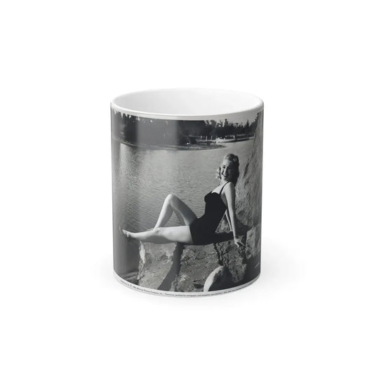 Lori Nelson #236 - 8x10 1-Piece Swimsuit B&W Cheesecake Vintage Pin-Up Photo from 7-11-1952_1 (Vintage Female Icon) Color Changing Mug 11oz 11oz - Go Mug Yourself