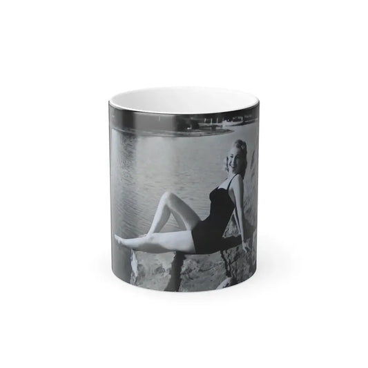 Lori Nelson #236 - 8x10 1-Piece Swimsuit B&W Cheesecake Vintage Pin-Up Photo from 7-11-1952_2 (Vintage Female Icon) Color Changing Mug 11oz 11oz - Go Mug Yourself