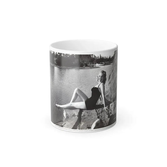 Lori Nelson #236 - 8x10 1-Piece Swimsuit B&W Cheesecake Vintage Pin-Up Photo from 7-11-1952_3 (Vintage Female Icon) Color Changing Mug 11oz 11oz - Go Mug Yourself