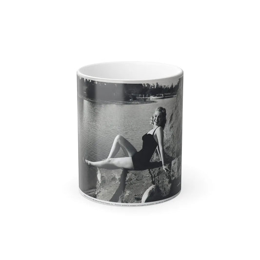 Lori Nelson #236 - 8x10 1-Piece Swimsuit B&W Cheesecake Vintage Pin-Up Photo from 7-11-1952_1 (Vintage Female Icons) Color Changing Mug 11oz-11oz-Go Mug Yourself