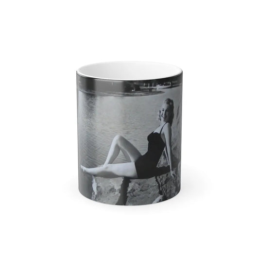 Lori Nelson #236 - 8x10 1-Piece Swimsuit B&W Cheesecake Vintage Pin-Up Photo from 7-11-1952_2 (Vintage Female Icons) Color Changing Mug 11oz-11oz-Go Mug Yourself