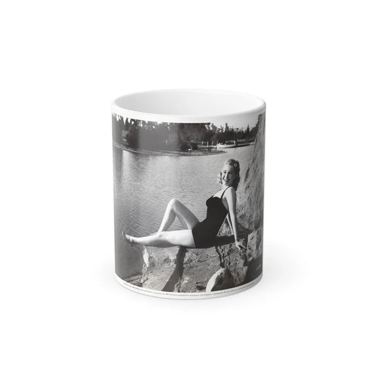 Lori Nelson #236 - 8x10 1-Piece Swimsuit B&W Cheesecake Vintage Pin-Up Photo from 7-11-1952_3 (Vintage Female Icons) Color Changing Mug 11oz-11oz-Go Mug Yourself