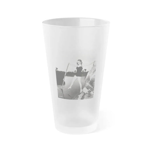 Lori Nelson #237 - 8x10 1-Piece Swimsuit B&W Cheesecake Vintage Pin-Up Photo with Paddle from 1952 (Vintage Female Icon) Frosted Pint Glass 16oz 16oz Frosted - Go Mug Yourself