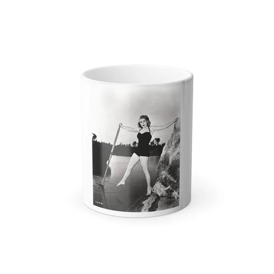Lori Nelson #237 - 8x10 1-Piece Swimsuit B&W Cheesecake Vintage Pin-Up Photo with Paddle from 1952 (Vintage Female Icons) Color Changing Mug 11oz-11oz-Go Mug Yourself