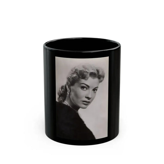 Lori Nelson #239 - 3.5x5.5 Upper Body B&W Glamour Headshot Photo on Postcard from 1956 (Vintage Female Icon) Black Coffee Mug 11oz - Go Mug Yourself