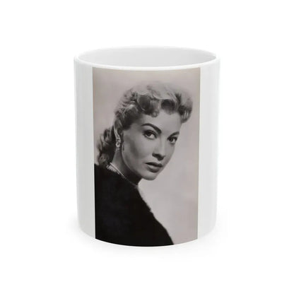 Lori Nelson #239 - 3.5x5.5 Upper Body B&W Glamour Headshot Photo on Postcard from 1956 (Vintage Female Icon) White Coffee Mug 11oz - Go Mug Yourself