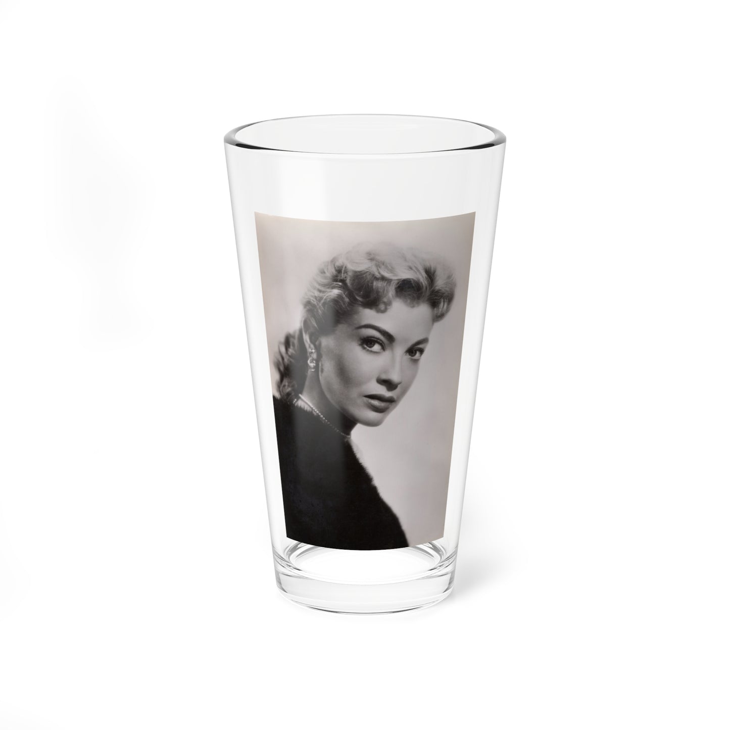 Lori Nelson #239 - 3.5x5.5 Upper Body B&W Glamour Headshot Photo on Postcard from 1956 (Vintage Female Icon) Pint Glass 16oz-16oz-Go Mug Yourself
