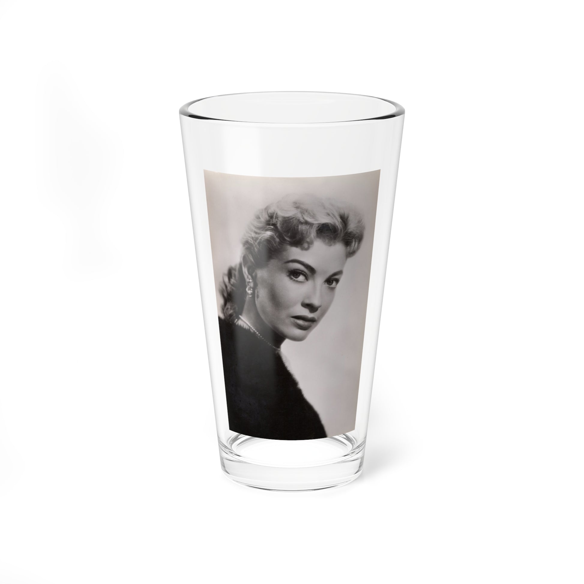 Lori Nelson #239 - 3.5x5.5 Upper Body B&W Glamour Headshot Photo on Postcard from 1956 (Vintage Female Icon) Pint Glass 16oz-16oz-Go Mug Yourself