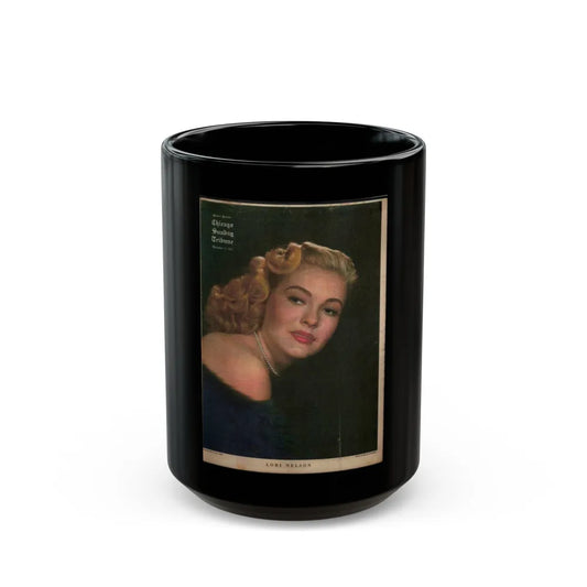 Lori Nelson #48 - (Vintage Female Icon) Black Coffee Mug-15oz-Go Mug Yourself