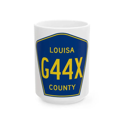 Louisa County Route G44X IA (Iowa) (Road Sign) White Coffee Mug 15oz - Go Mug Yourself