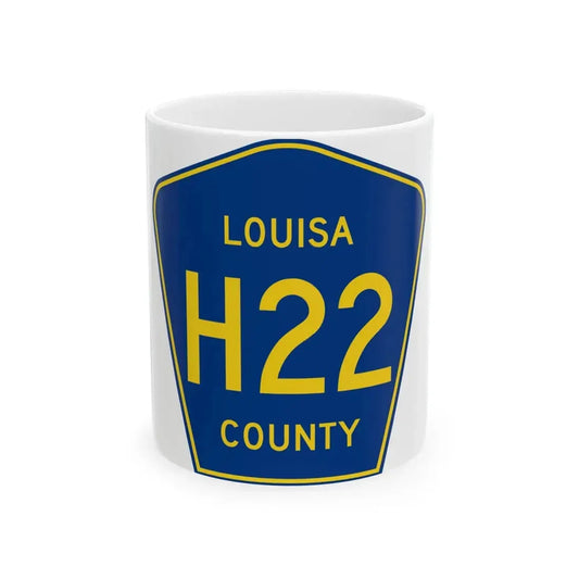 Louisa County Route H22 IA (Iowa) (Road Sign) White Coffee Mug 11oz - Go Mug Yourself