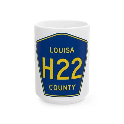Louisa County Route H22 IA (Iowa) (Road Sign) White Coffee Mug 15oz - Go Mug Yourself