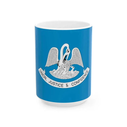 Louisiana Pelican Flag 1912 (United States) White Coffee Mug 15oz - Go Mug Yourself
